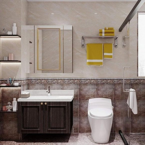 Double Towel Rack 24" Bathroom Towel Rack Towel Bar Brushed Nickel Stainless Ste - Picture 4 of 7